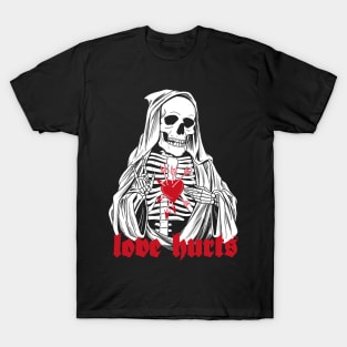 Love Hurts Death is Forever Skull Valentines T-Shirt